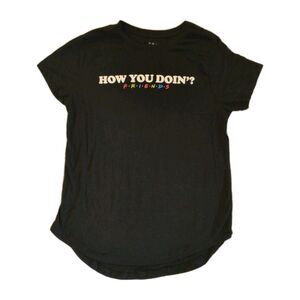 Friends How You Doin? T-Shirt Juniors L Black Casual 90s Retro Nostalgia Classic